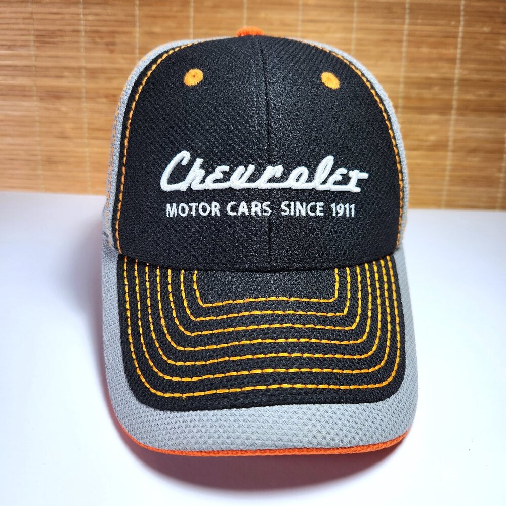 Chevrolet Hat Motor Cars Two-tone Black & Grey Trucker Style Hook & Loop Unisex